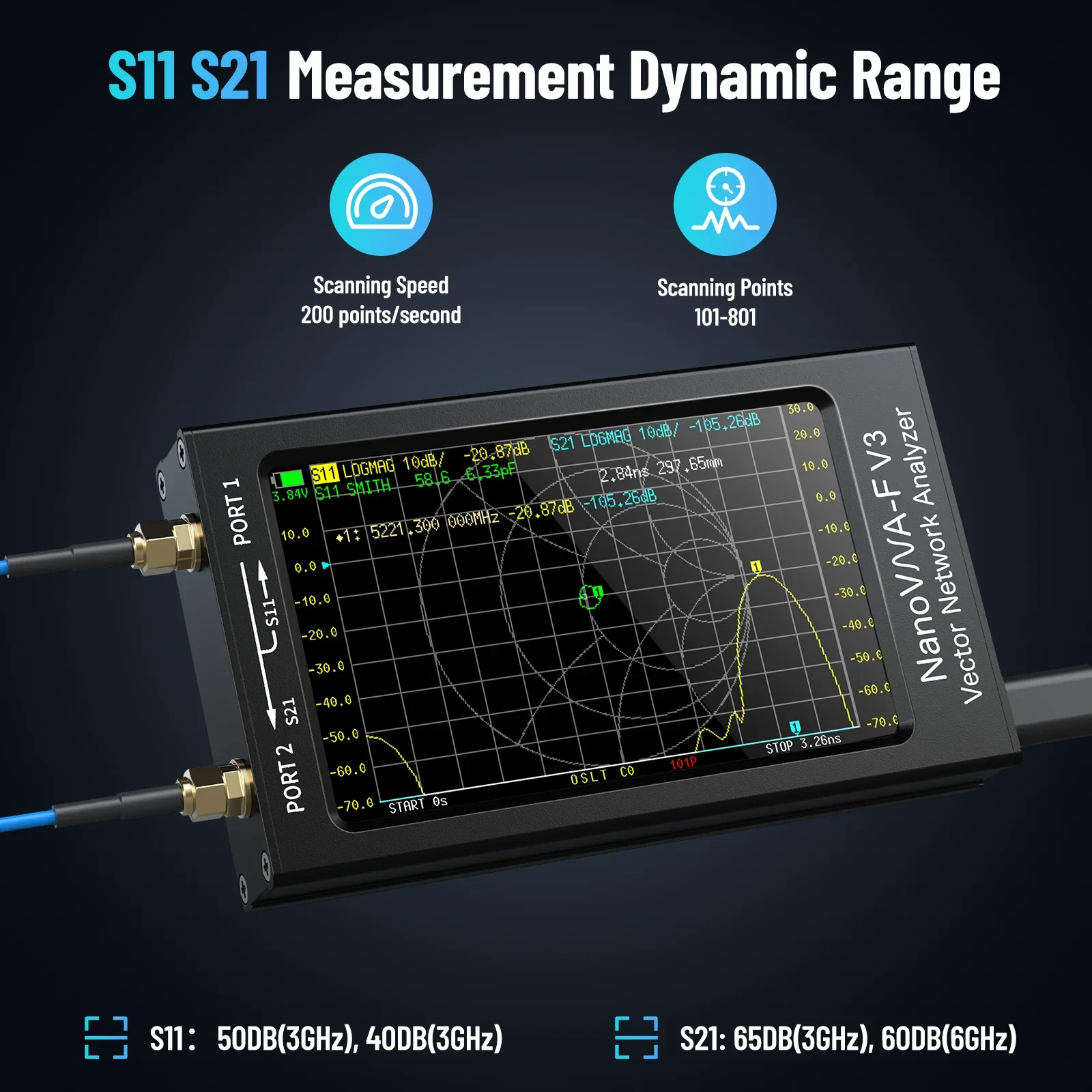 NanoVNA-F V2/V3 4.3 Inch Vector Network Analyzer 50KHz-3GHz/1MHz-6GHz HF VHF UHF VNA Antenna Analyzer 801 Scan Points - Image 4