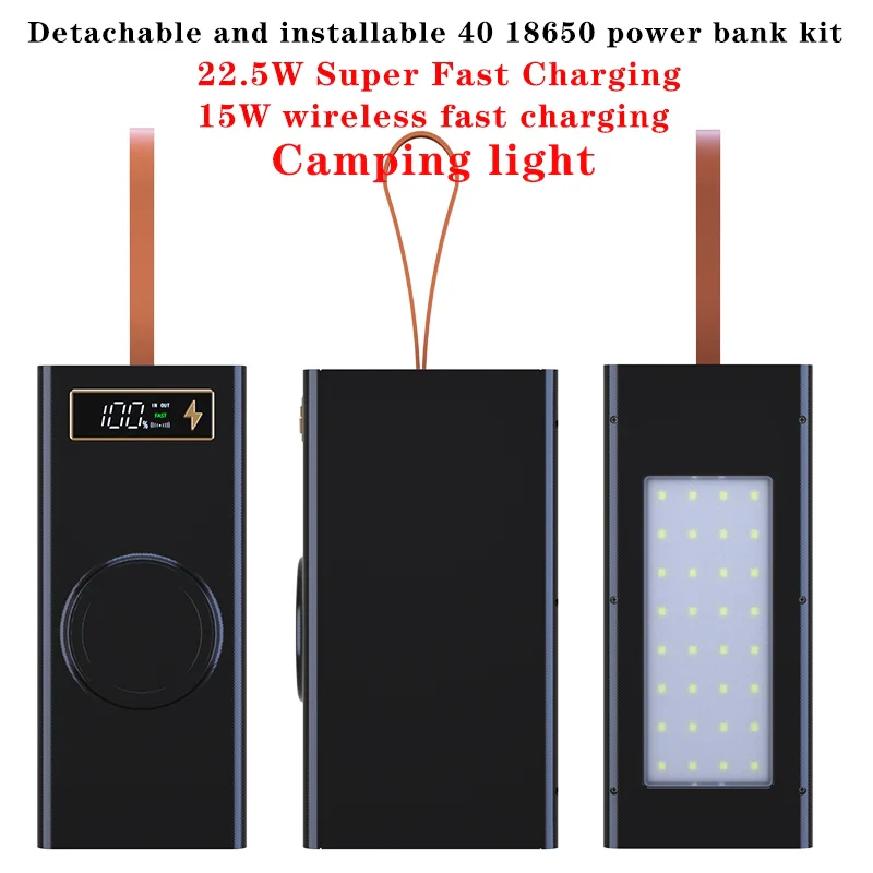 40*18650 DIY Power Bank Case Batteries Power Box Regular/PD Camping light Version Power Bank Shell Batteries Power Shell - Image 3
