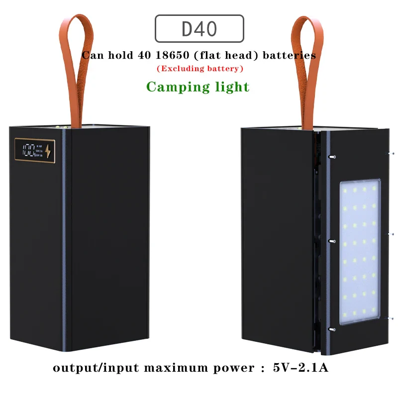 40*18650 DIY Power Bank Case Batteries Power Box Regular/PD Camping light Version Power Bank Shell Batteries Power Shell - Image 7
