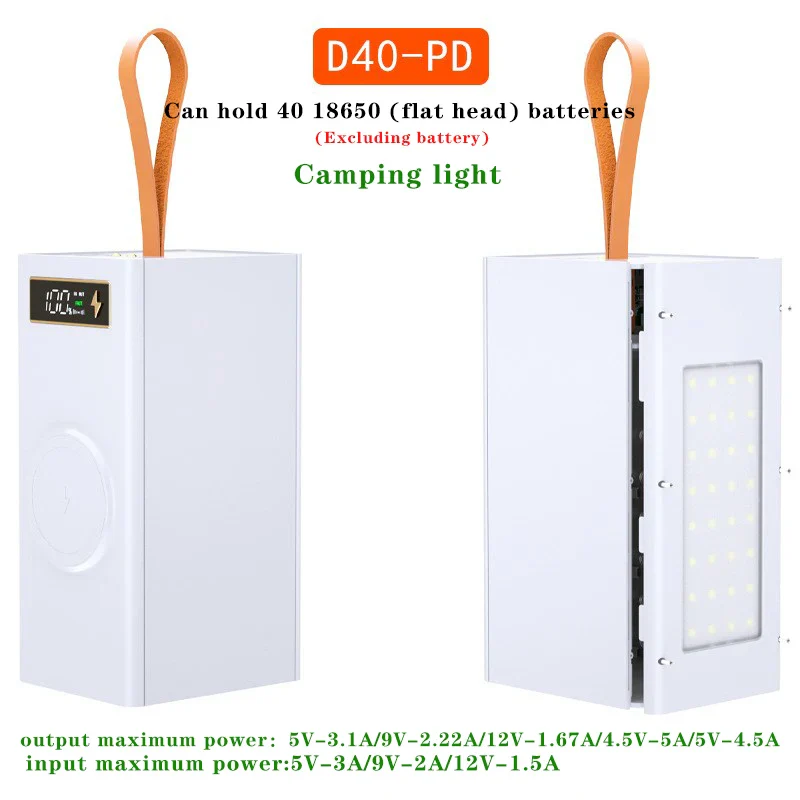 40*18650 DIY Power Bank Case Batteries Power Box Regular/PD Camping light Version Power Bank Shell Batteries Power Shell - Image 8