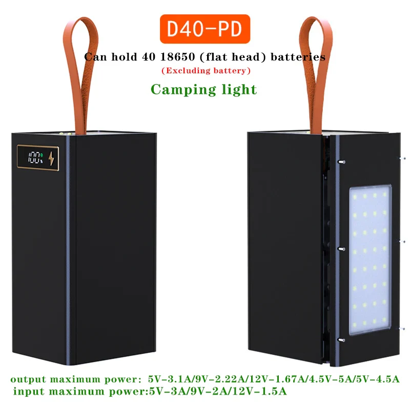 40*18650 DIY Power Bank Case Batteries Power Box Regular/PD Camping light Version Power Bank Shell Batteries Power Shell - Image 9