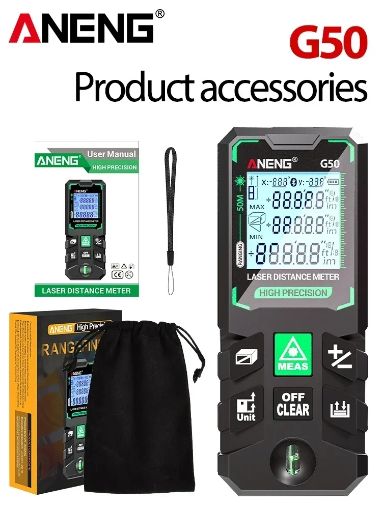 ANENG G50/G70/G100/G120 Green Laser Distance Meter Autonomous Benchmark Rangefinder 0.5~1 Second Flash Test Diastimeter Tools - Image 8