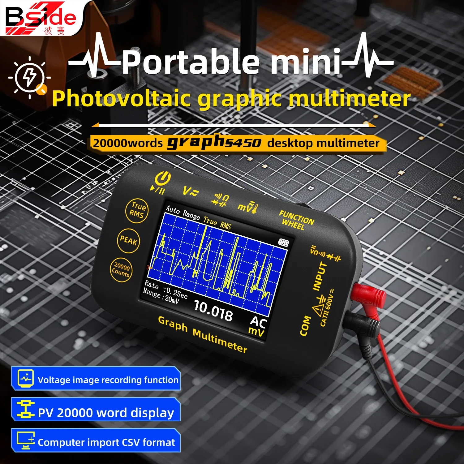 BSIDE S40/S450 Mini Digital Multimeter 20000counts High-precision Multitester 200Mohm Resistance Voltage Capacitance Hz Continuity Tester - Image 3