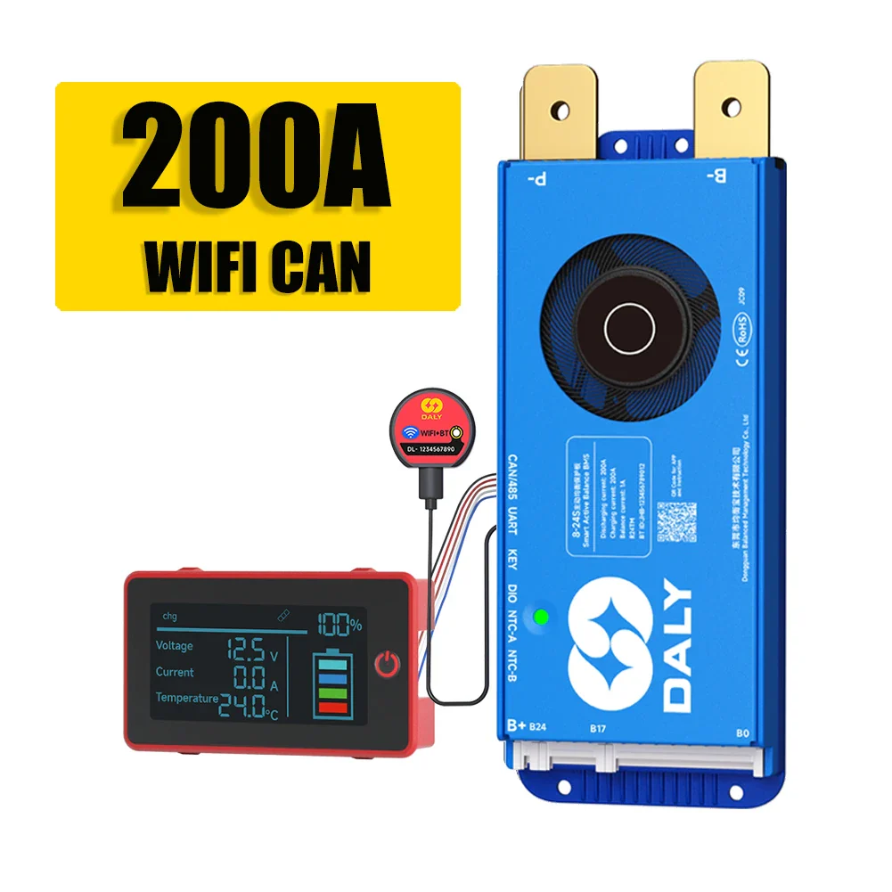 Daly BMS WiFi Active BMS 250 amperios for Lifepo4 4S 8S 24S 100A 150A 200A 500A Active Balance 1A Built-in BT 7S 24V 12V 48V - Image 10