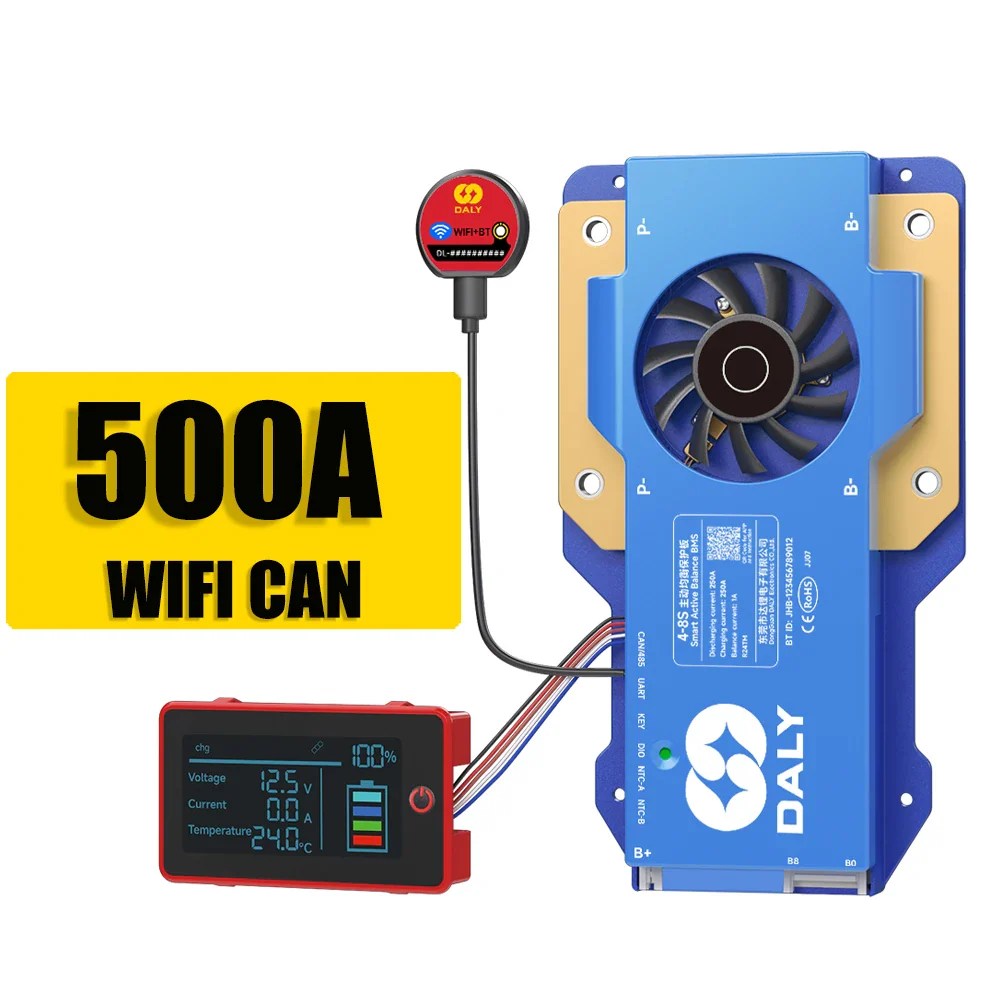 Daly BMS WiFi Active BMS 250 amperios for Lifepo4 4S 8S 24S 100A 150A 200A 500A Active Balance 1A Built-in BT 7S 24V 12V 48V - Image 6