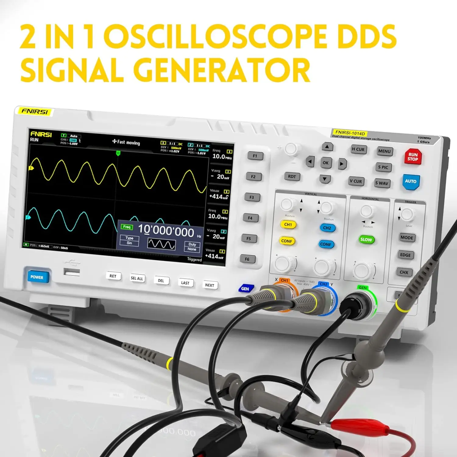 FNIRSI 1014D 2 in 1 Digital Oscilloscope DDS Signal Generator - Image 3