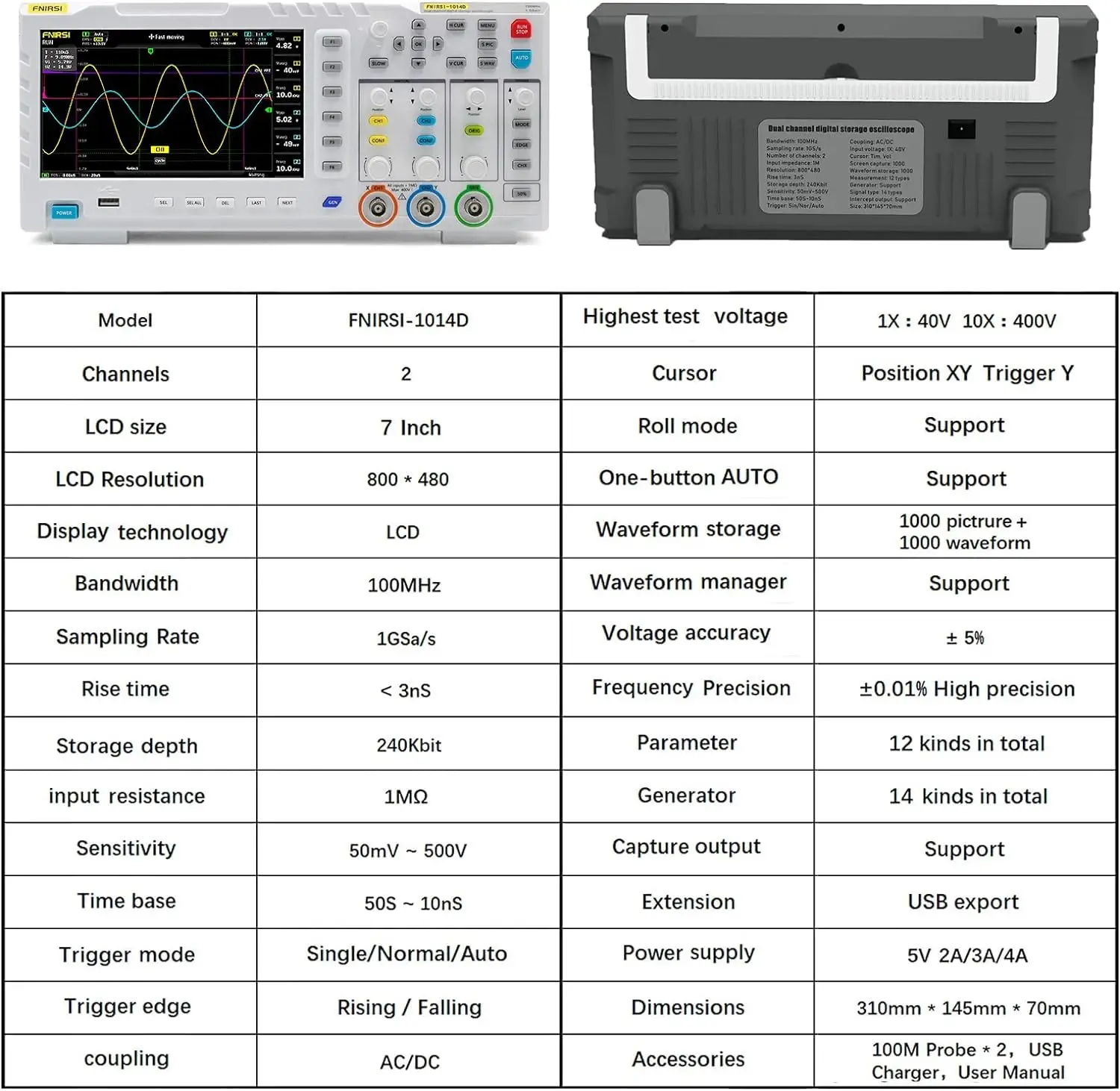 FNIRSI 1014D 2 in 1 Digital Oscilloscope DDS Signal Generator - Image 6