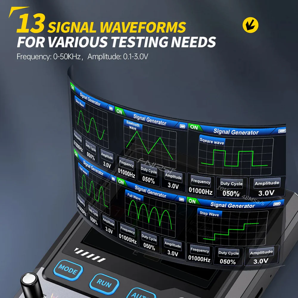 FNIRSI® DSO-TC4 3-IN-1 10MHz 48MSa/s Digital Oscilloscope Transistor Tester Signal Generator - Image 10