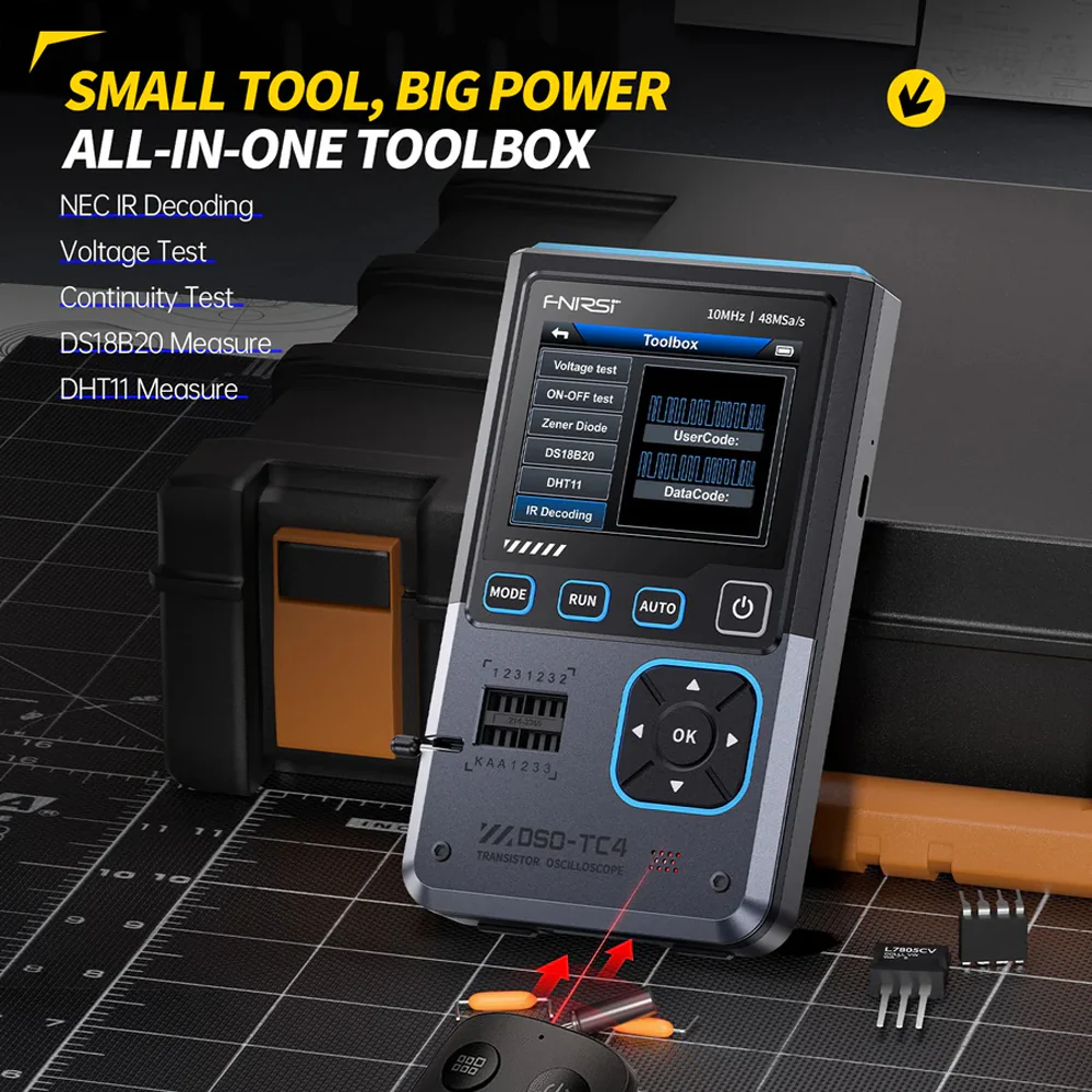 FNIRSI® DSO-TC4 3-IN-1 10MHz 48MSa/s Digital Oscilloscope Transistor Tester Signal Generator - Image 11