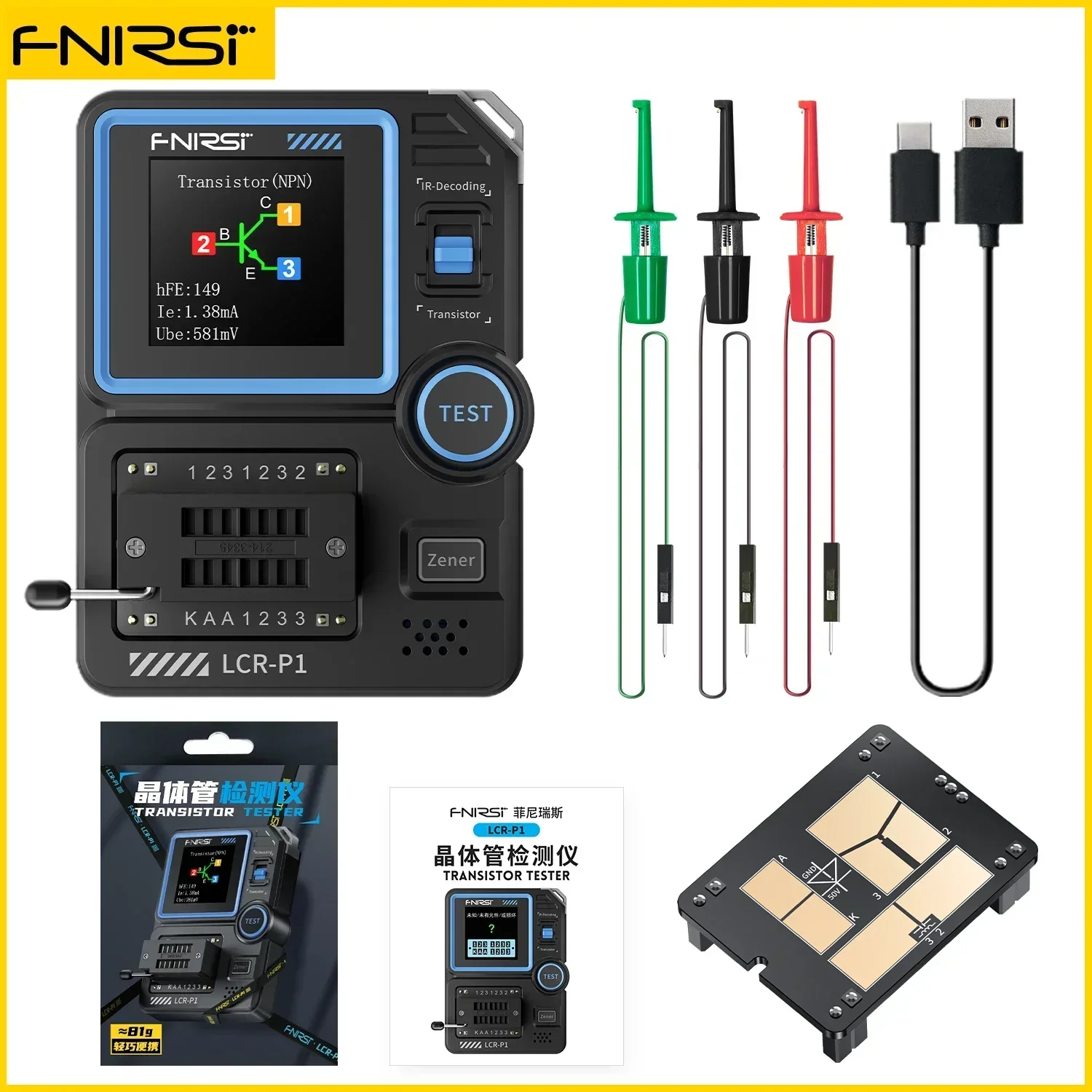 FNIRSI LCR-P1  Multifunction Transistor Tester - Image 7
