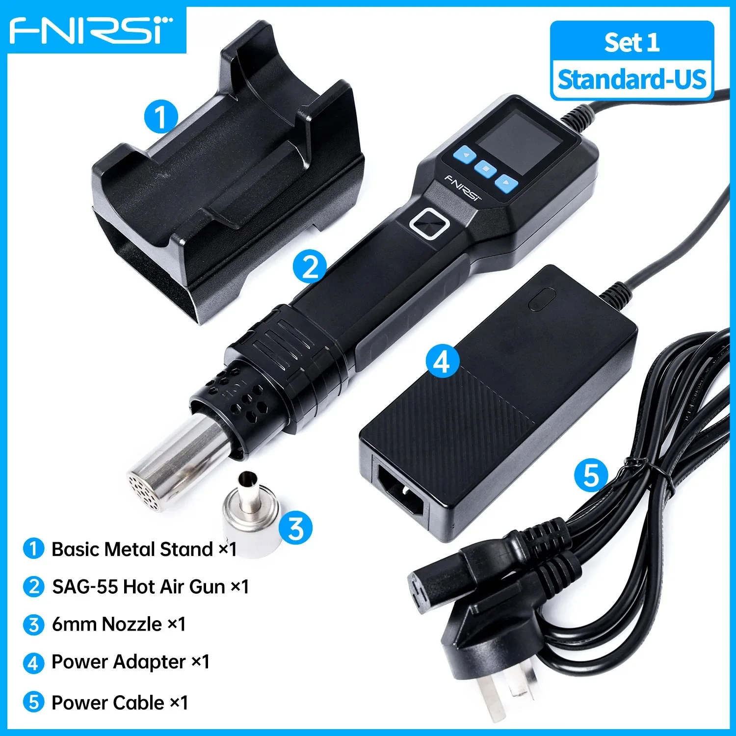 FNIRSI SAG-55 Micro Hot Air Gun 550W with Stand BGA Welding Repair Tools - Image 8