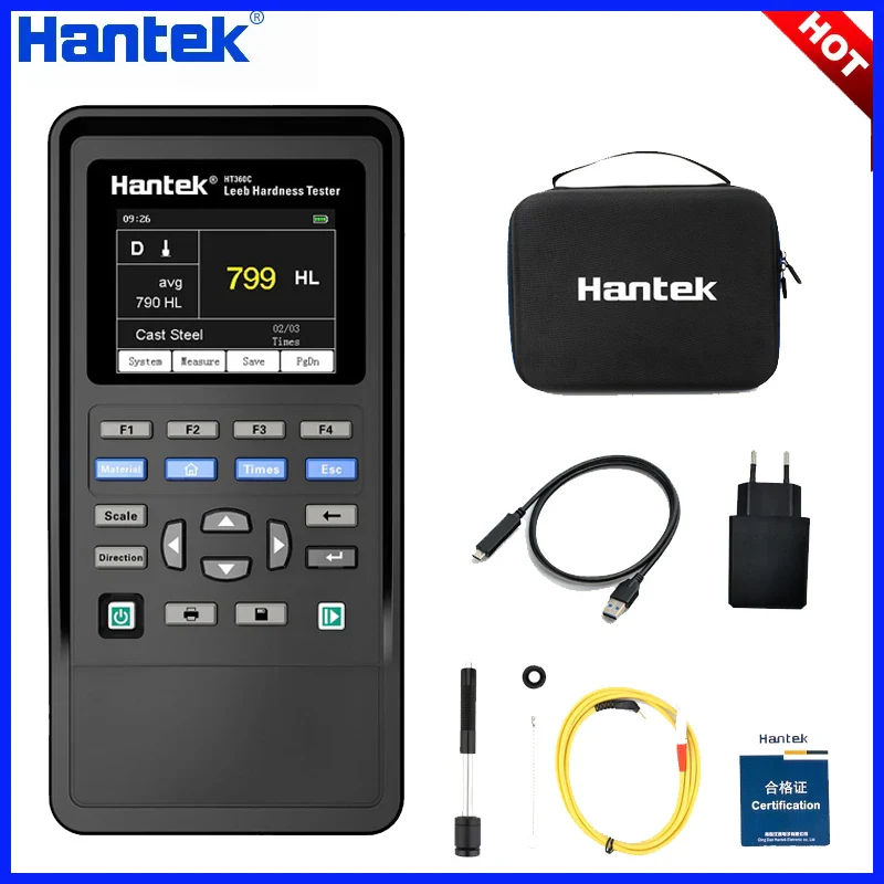 Hantek HT360I Digital Metal Leeb Hardness Tester Stainless Steel Alloy Copper Hardness Measuring Meter HRC HL HB HV HS HRB