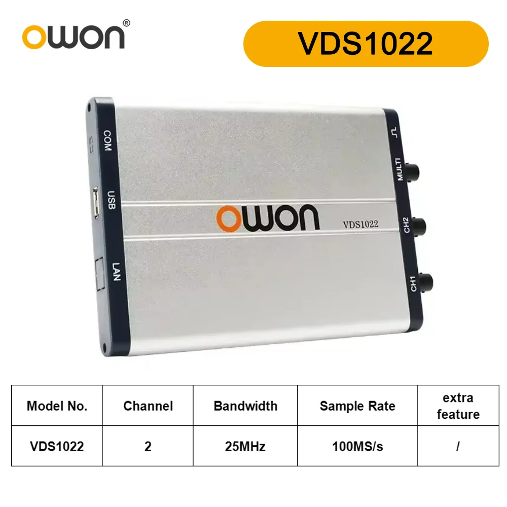 Owon VDS1022 VDS1022I Digital Oscilloscope 100Msa/S 25Mhz Bandwidth Handheld Portable PC USB Osciloscopio 10M Record Length - Image 7