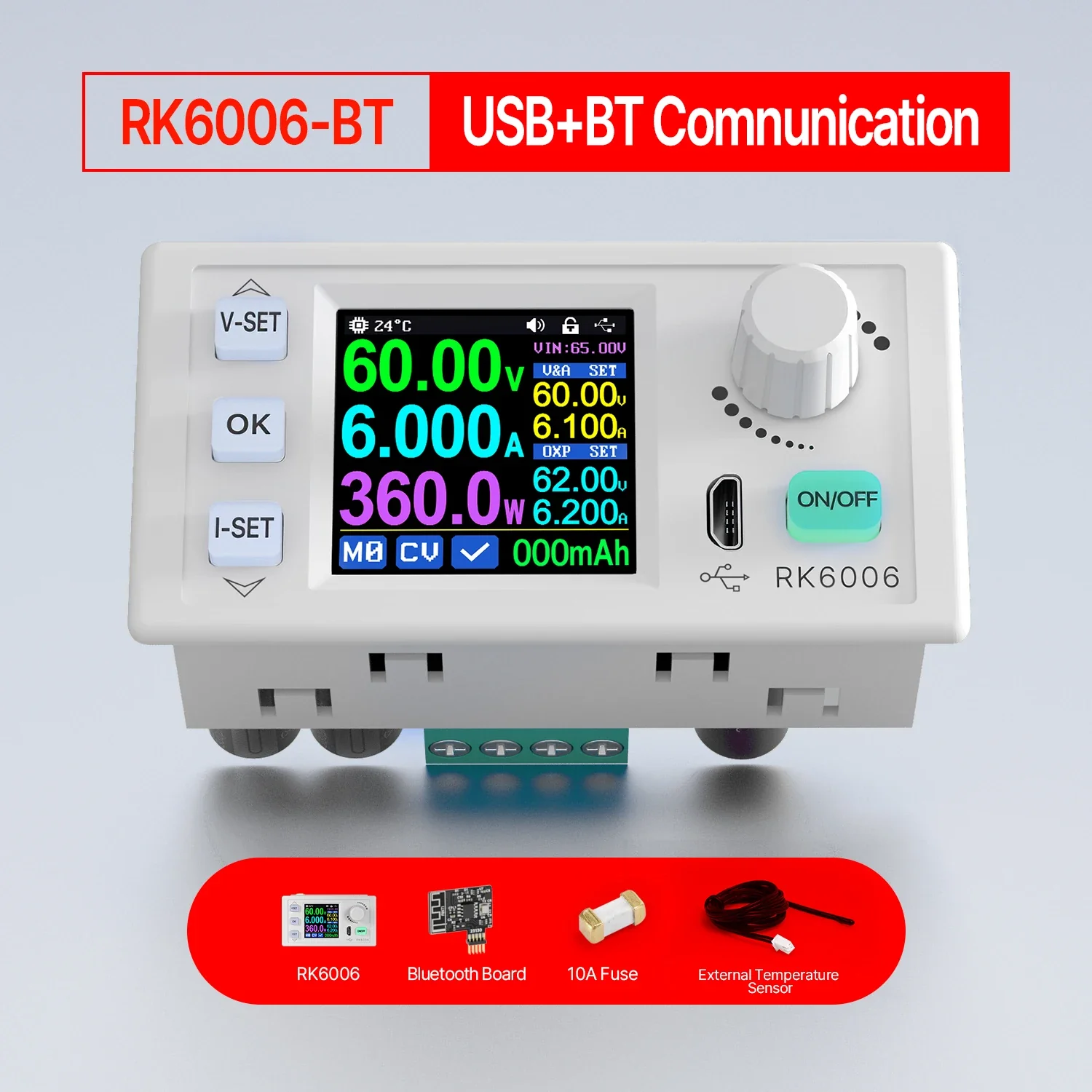 RK6006 DC Regulated Power Supply 6A 60V DC to DC Step Down Voltage Bench Firmware Upgrade USB Stabilized Voltage Buck Converter - Image 8