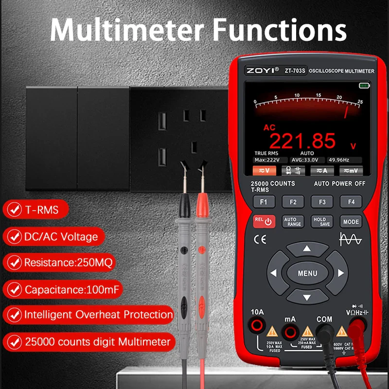ZOYI Two-channel oscilloscope ZT-703S multifunction signal generator 3-in-1 high-precision electrician - Image 5